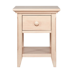 24" Sand Solid Wood Solid and Manufactured Wood One Drawer Nightstand