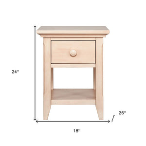 24" Sand Solid Wood Solid and Manufactured Wood One Drawer Nightstand