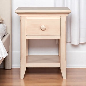 24" Sand Solid Wood Solid and Manufactured Wood One Drawer Nightstand