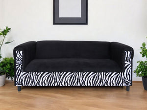 72" Black And White Velvet Zebra Sofa
