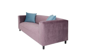 72" Lavender Velvet Sofa And Toss Pillows With Black Legs