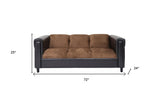 72" Brown Chenille Sofa With Black Legs