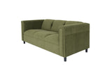 72" Moss Green Suede Sofa With Black Legs