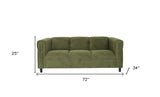 72" Moss Green Suede Sofa With Black Legs