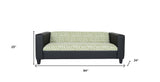 84" Green and White Faux Leather Geometric Sofa With Black Legs