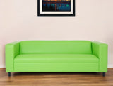 84" Green and White Faux Leather Geometric Sofa With Black Legs