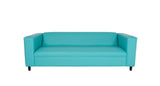 84" Green and White Faux Leather Geometric Sofa With Black Legs