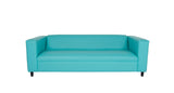 84" Green and White Faux Leather Geometric Sofa With Black Legs