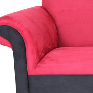 98" Red Velvet Settee With Black Legs
