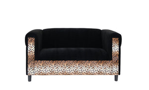 72" Dark Brown And Black Microsuede Loveseat