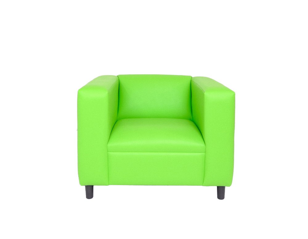 36" Neon Green and Black Faux Leather Club Chair
