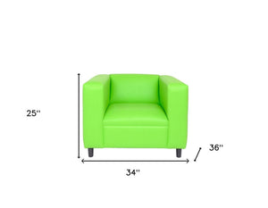 36" Neon Green and Black Faux Leather Club Chair