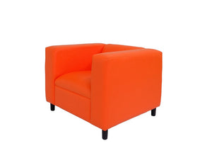 36" Orange and Black Faux Leather Club Chair