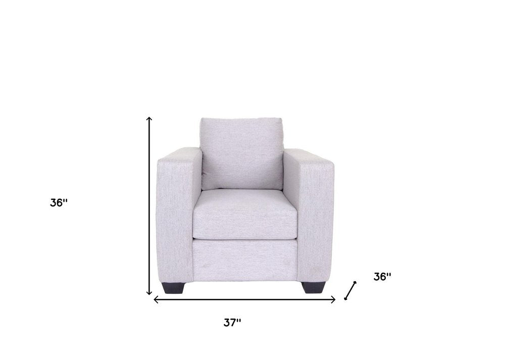 36" Light Gray and Dark Brown Fabric Arm Chair