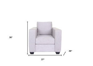 36" Light Gray and Dark Brown Fabric Arm Chair