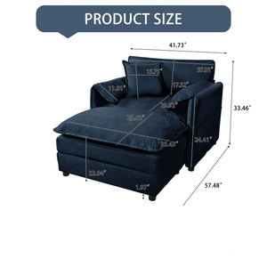 Oversized Chair With Movable Ottoman, Soft Upholstered Lounge Chair by Couch.com