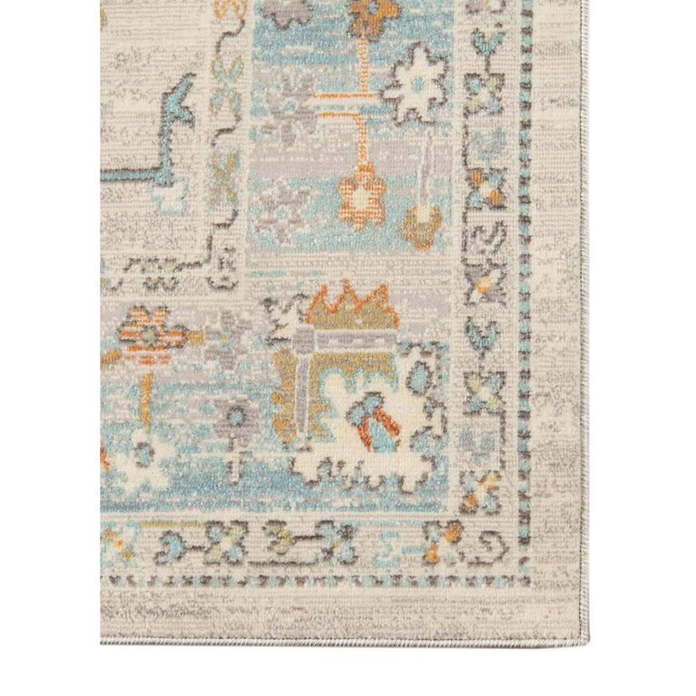 2' X 3' Blue and Orange Floral Stain Resistant Indoor Outdoor Area Rug