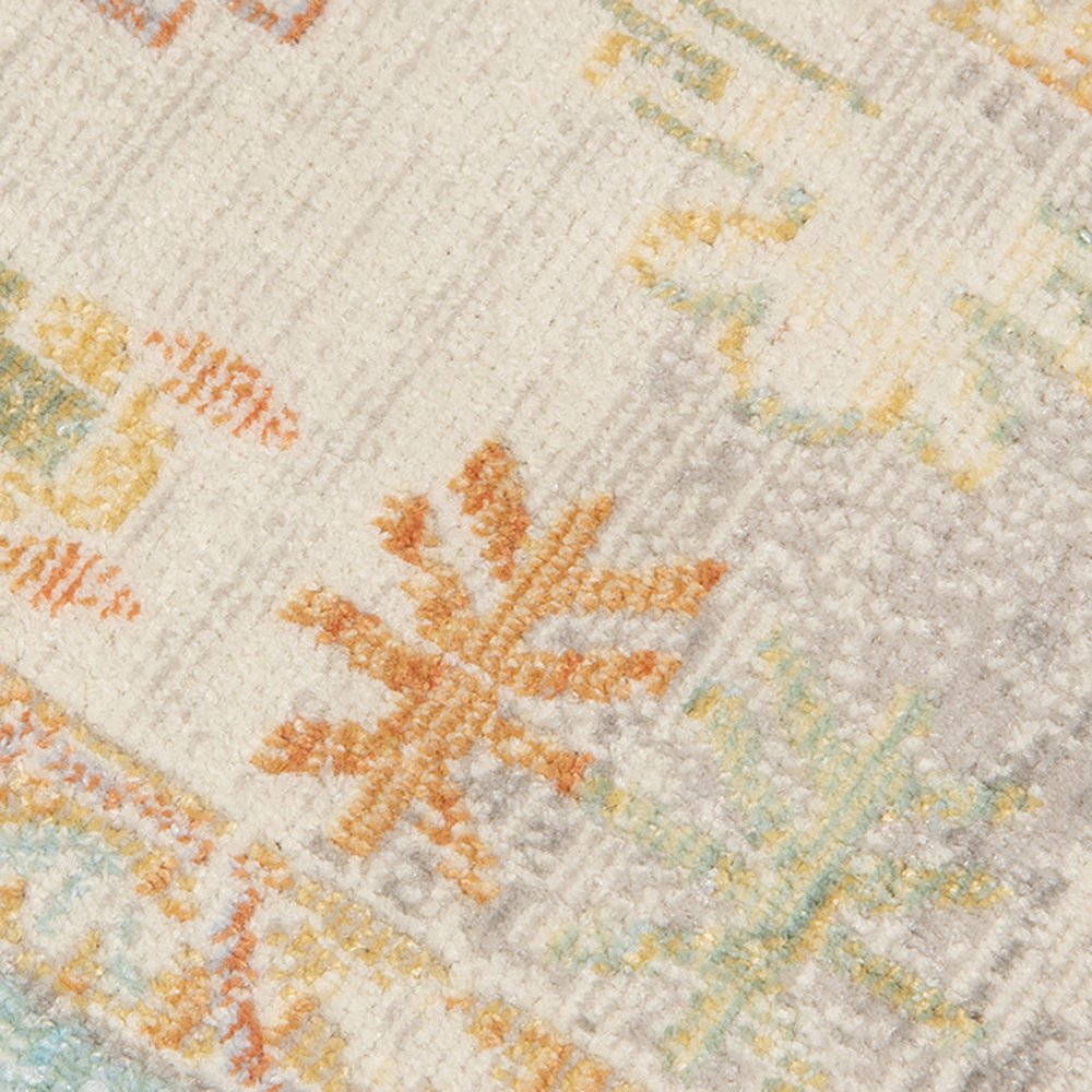 5' X 7' Blue and Orange Floral Stain Resistant Indoor Outdoor Area Rug