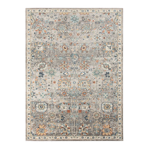 5' X 7' Blue and Orange Floral Stain Resistant Indoor Outdoor Area Rug