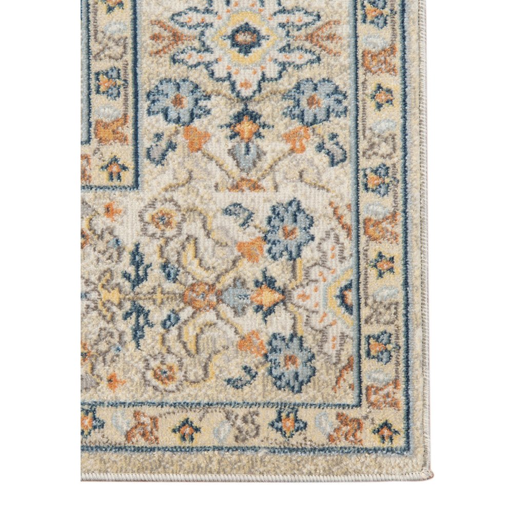 8' X 10' Blue and Orange Medallion Stain Resistant Indoor Outdoor Area Rug