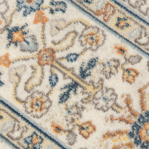 8' X 10' Blue and Orange Medallion Stain Resistant Indoor Outdoor Area Rug