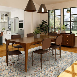 8' X 10' Blue and Orange Medallion Stain Resistant Indoor Outdoor Area Rug