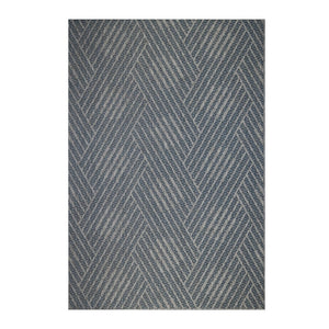 5' X 8' Gray and Blue Geometric Stain Resistant Indoor Outdoor Area Rug