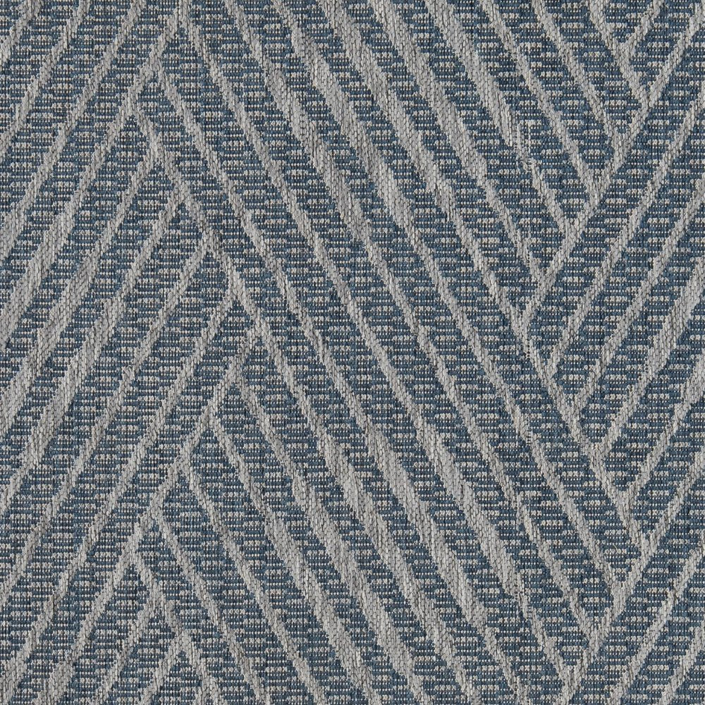 5' X 8' Gray and Blue Geometric Stain Resistant Indoor Outdoor Area Rug