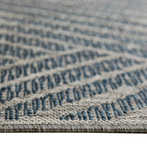 5' X 8' Gray and Blue Geometric Stain Resistant Indoor Outdoor Area Rug