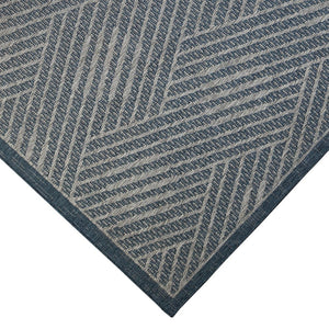 5' X 8' Gray and Blue Geometric Stain Resistant Indoor Outdoor Area Rug