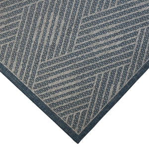 5' X 8' Gray and Blue Geometric Stain Resistant Indoor Outdoor Area Rug