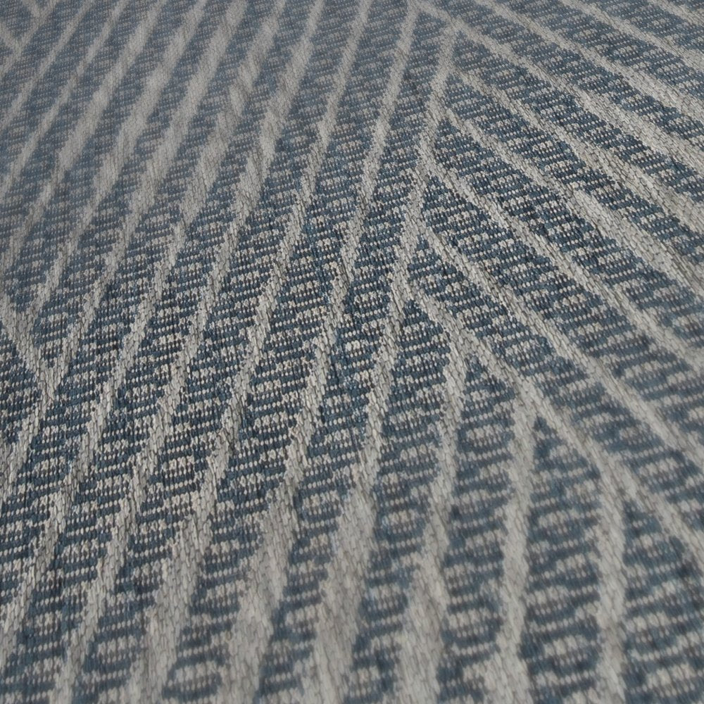 5' X 8' Gray and Blue Geometric Stain Resistant Indoor Outdoor Area Rug