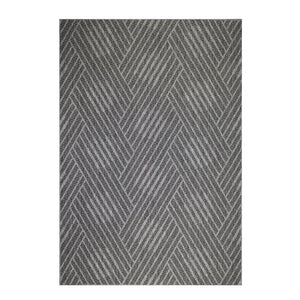 5' X 8' Gray and Blue Geometric Stain Resistant Indoor Outdoor Area Rug
