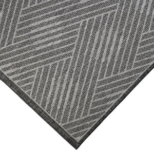 5' X 8' Gray and Blue Geometric Stain Resistant Indoor Outdoor Area Rug