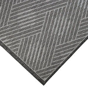 5' X 8' Gray and Blue Geometric Stain Resistant Indoor Outdoor Area Rug