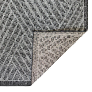 5' X 8' Gray and Blue Geometric Stain Resistant Indoor Outdoor Area Rug
