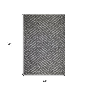 5' X 8' Gray Geometric Stain Resistant Indoor Outdoor Area Rug