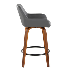 Daniella - Contemporary Fixed Height Counter Stool With Swivel With Round Footrest (Set of 2) by Couch.com