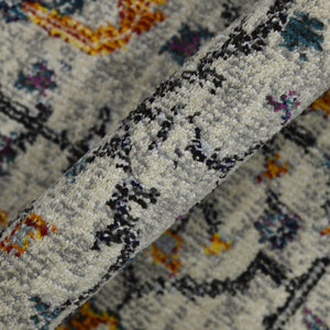 8' Ivory And Yellow Oriental Distressed Runner Rug