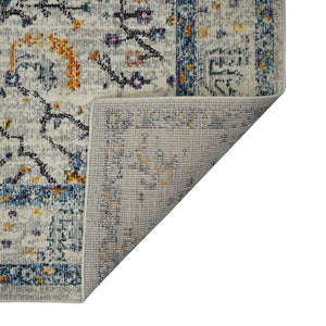 8' Ivory And Yellow Oriental Distressed Runner Rug