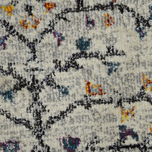 8' Ivory And Yellow Oriental Distressed Runner Rug