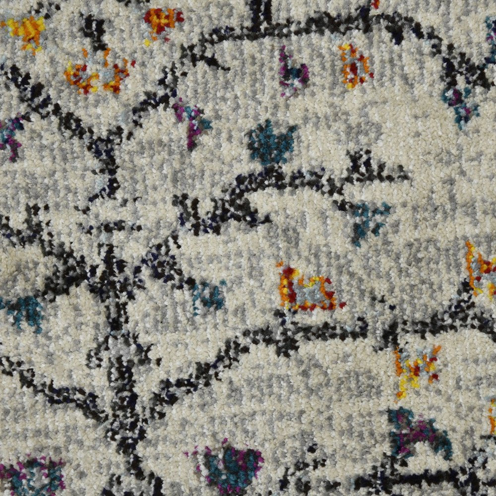 8' Ivory And Yellow Oriental Distressed Runner Rug