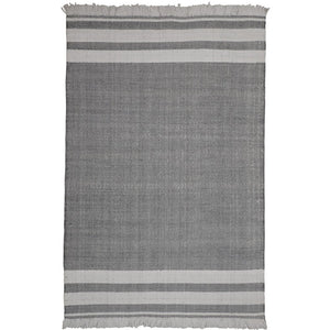 5' X 7' Dark Gray Striped Handmade Indoor Outdoor Area Rug