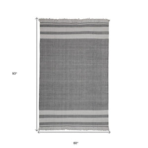 8' X 10' Blue Striped Handmade Stain Resistant Non Skid Indoor Outdoor Area Rug