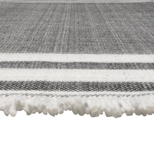 5' X 7' Dark Gray Striped Handmade Indoor Outdoor Area Rug