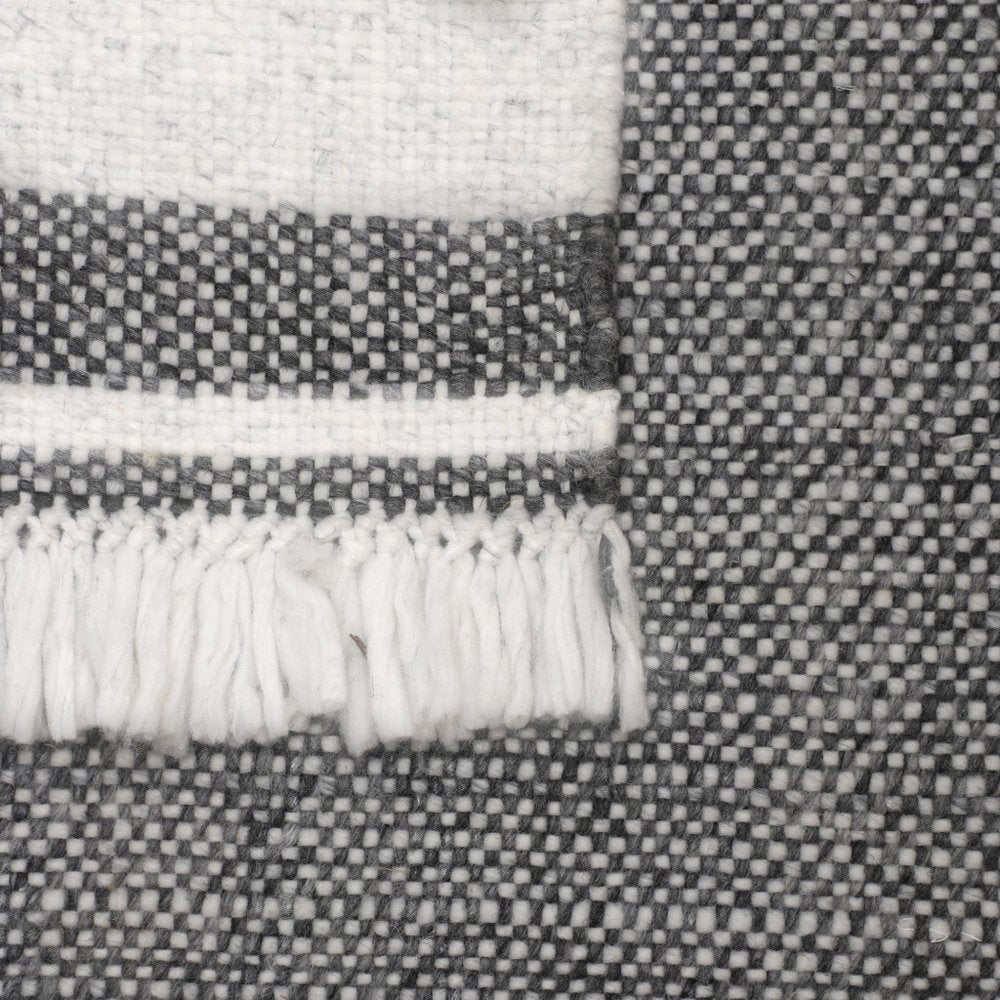 5' X 7' Dark Gray Striped Handmade Indoor Outdoor Area Rug