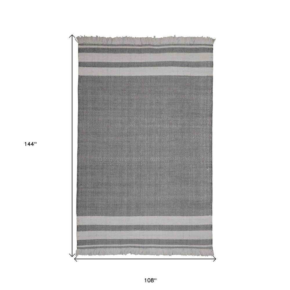 5' X 7' Dark Gray Striped Handmade Indoor Outdoor Area Rug