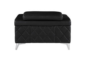 42" Black And Silver Top Grain Leather Club Chair
