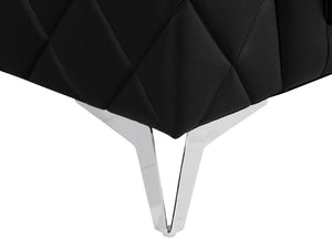 42" Black And Silver Top Grain Leather Club Chair