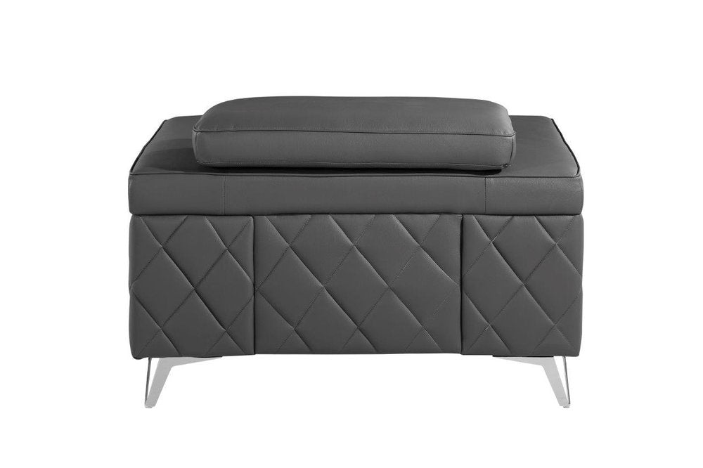 42" Gray And Silver Top Grain Leather Club Chair